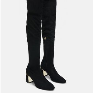 ZARA OVER THE KNEE HEELED BOOTS
